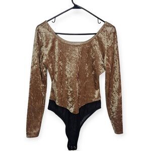 Necessary Objects Women's Vintage 90s Velvet and Mesh Bodysuit size Small